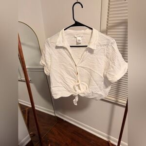 Wild Fable White Button-Down Crop Top